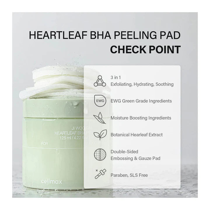 Celimax - JIWOOGAE Heartleaf BHA Peeling Pad
