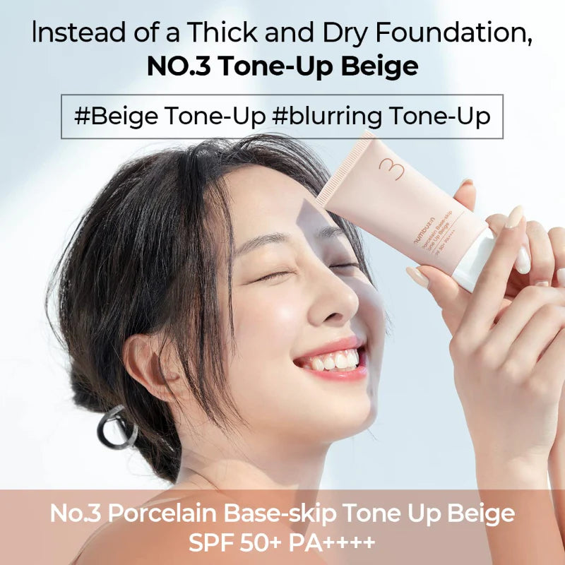 Numbuzin - No.3 Porcelain Base-skip Tone Up Beige SPF50+