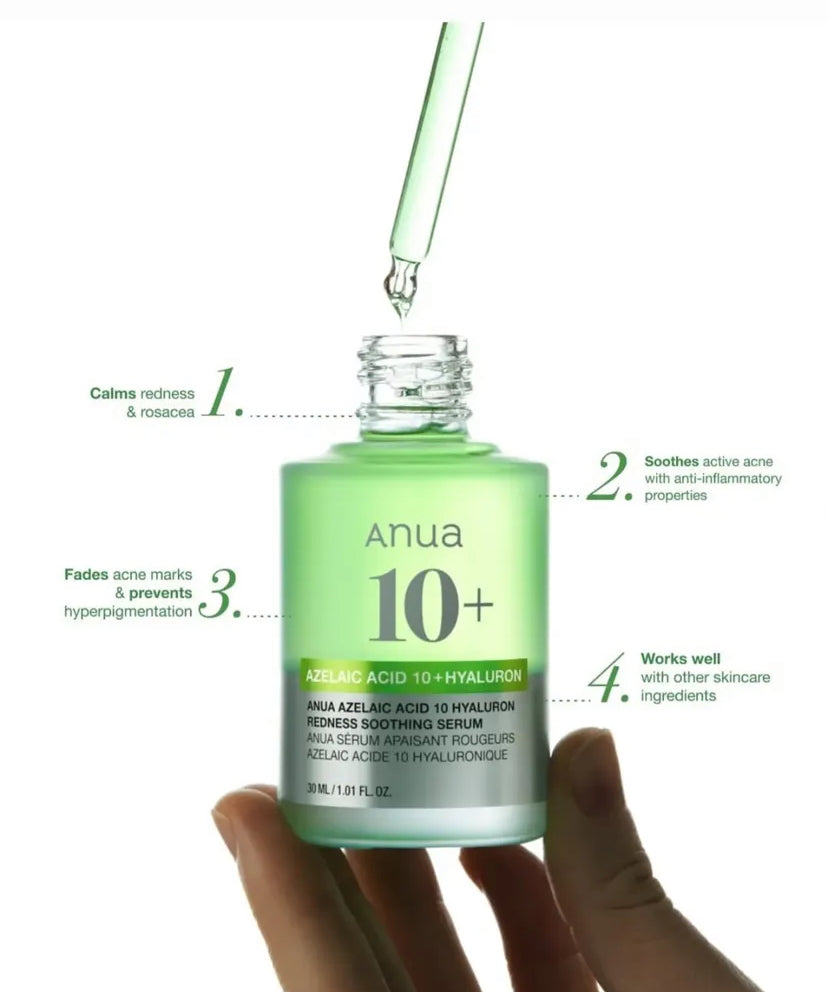 Anua - Azelaic Acid 10 Hyaluron Redness Soothing Serum سيروم الحبوب والاحمرار 💚